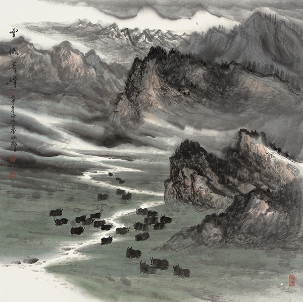 张海鸿《雪域奇峰》斗方.jpg