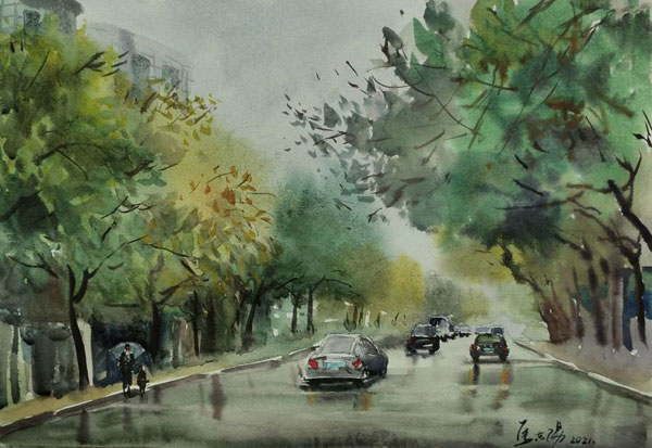 郑州的秋天——马东阳水彩画、油画艺术展在郑州山海美术馆举办